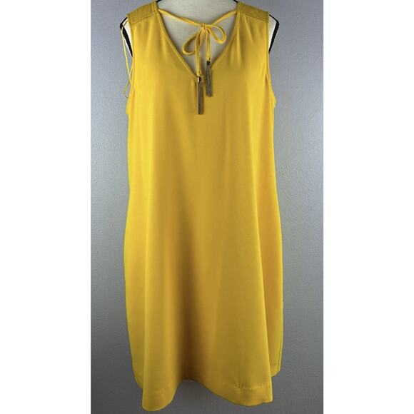 Trina Turk Sz 14 Arlean Yellow Gold Chain Tie Tassel 184305 Slvls On Seam Pkts - Picture 2 of 9